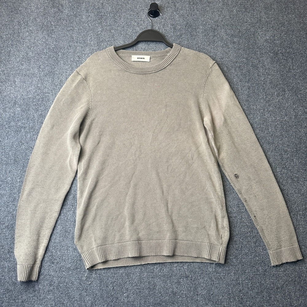 Buck Mason Sweater Mens Medium Brown Cotton Rib Knit Pullover Crewneck Casual
